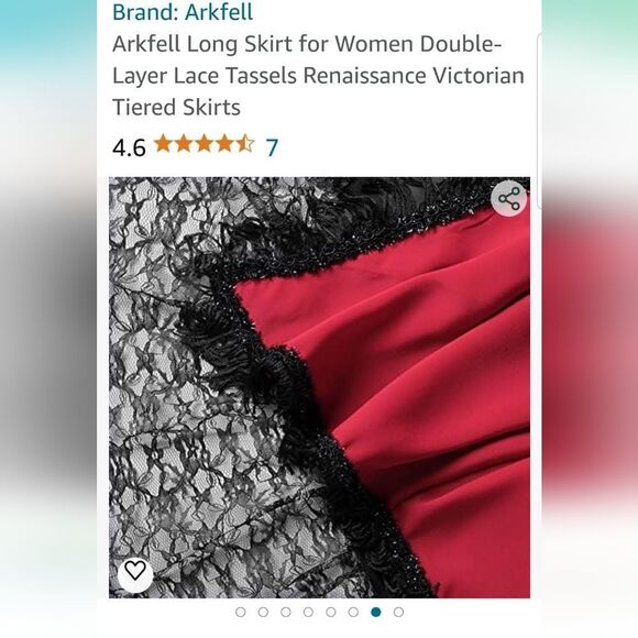 Arkfell Long Skirt for Women Double-Layer Lace Tassels Renaissance Victorian - Picture 7 of 10